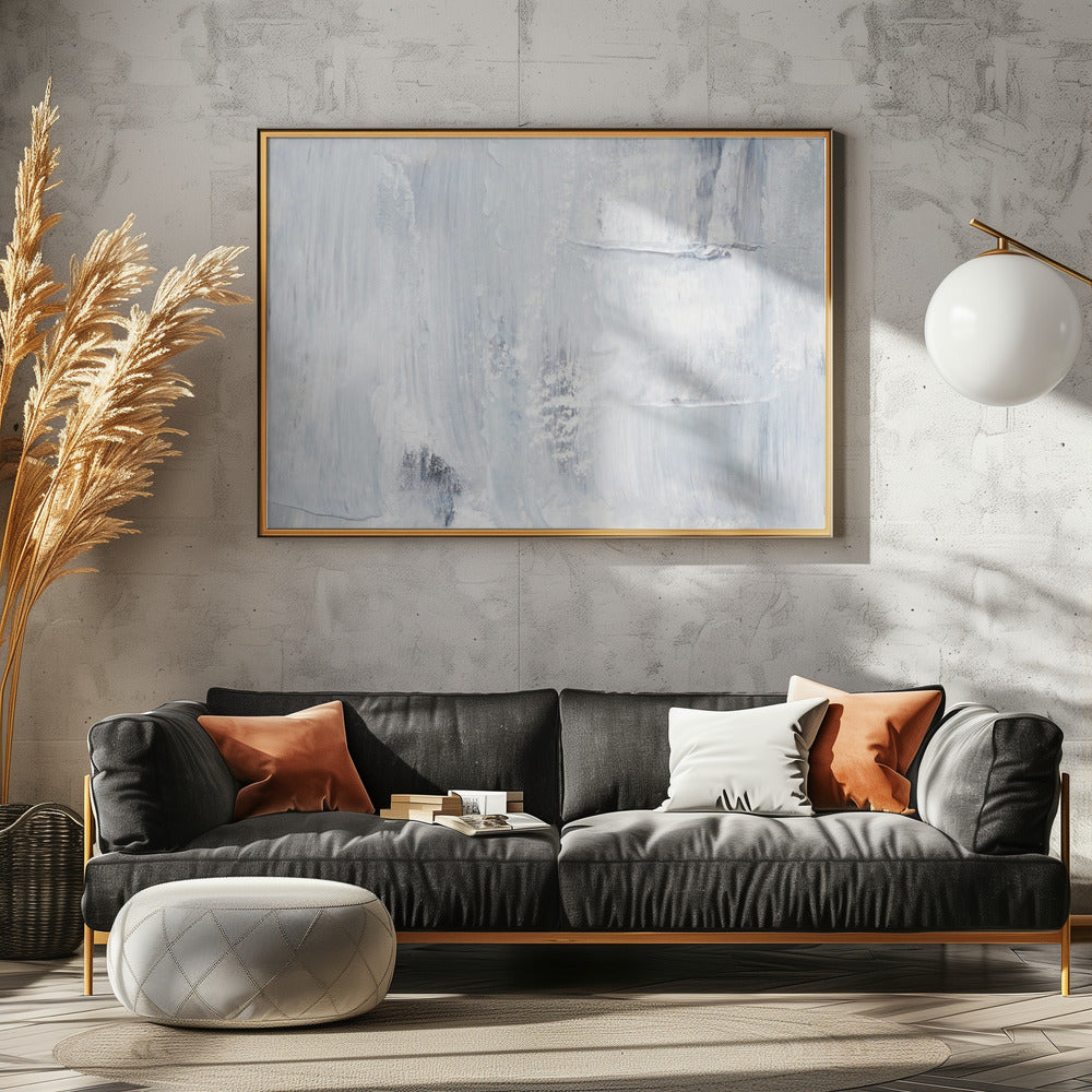 Brushstrokes In Soft Gray And White Tones | Poster