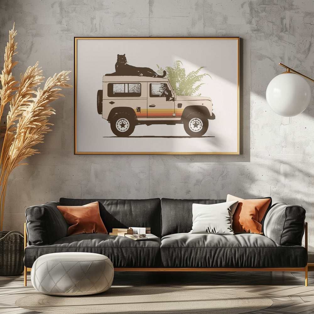 Black Panther On Car | Canvas
