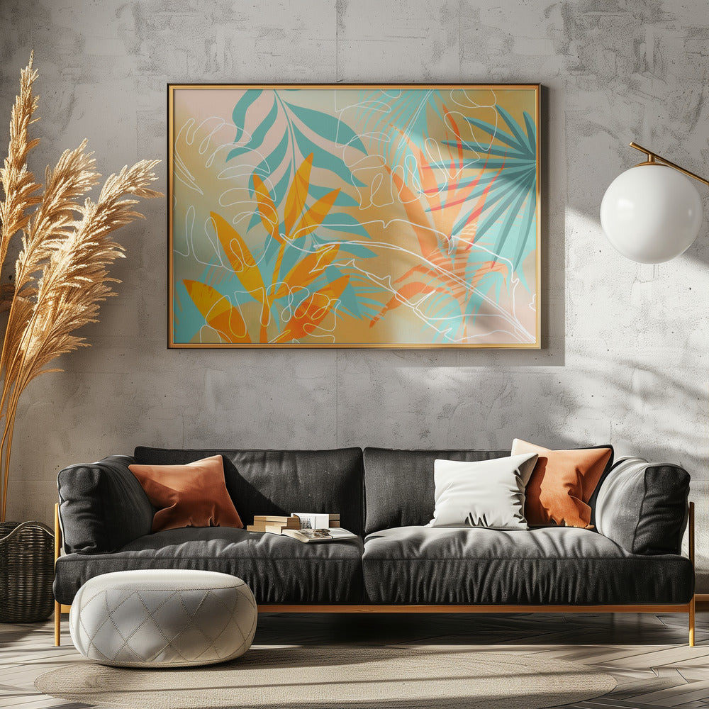 Tropical Summer Orange Turquoise | Canvas
