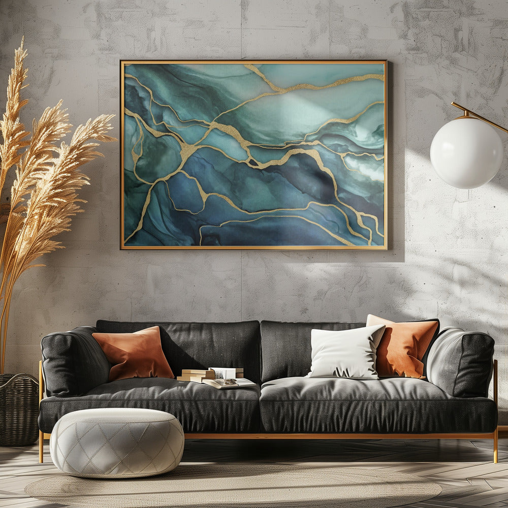 Marble Elegance Teal Gold | Canvas