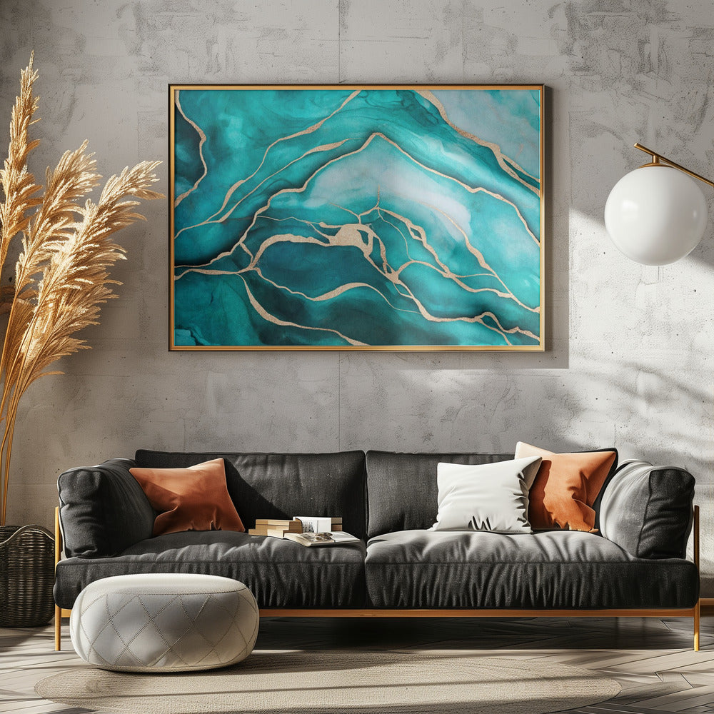 Turquoise Teal Marble Glam | Canvas