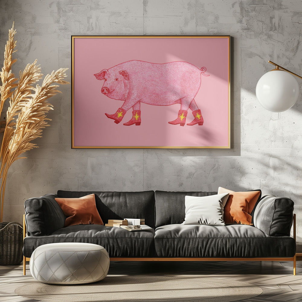 Marjorie the Cowgirl Pig | Canvas
