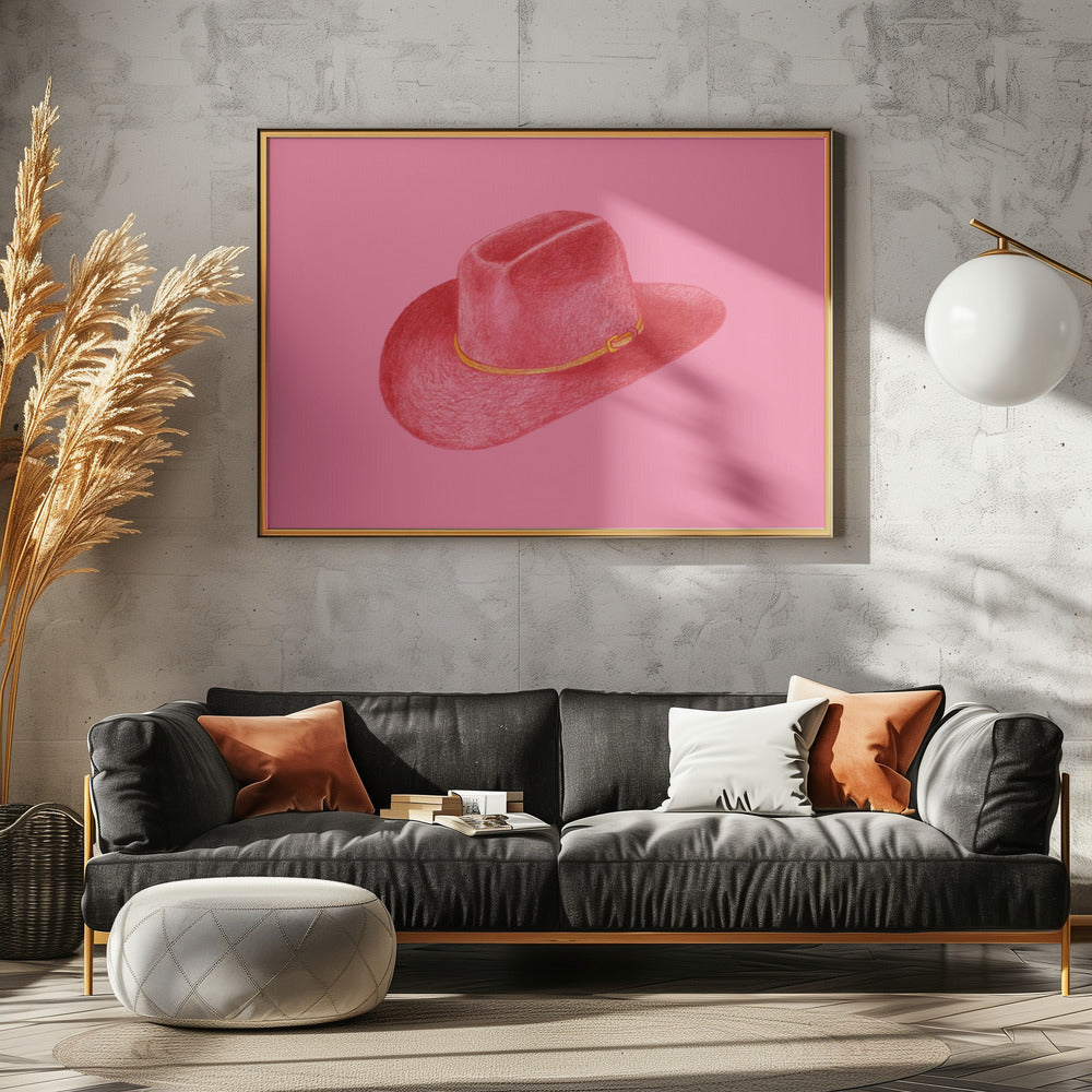 Red Stetson On Pink | Canvas