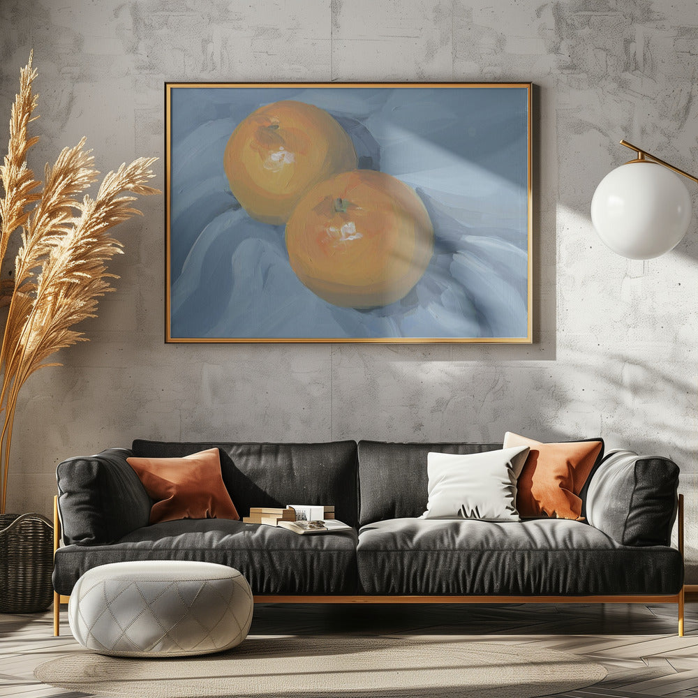Oranges on Blue | Poster