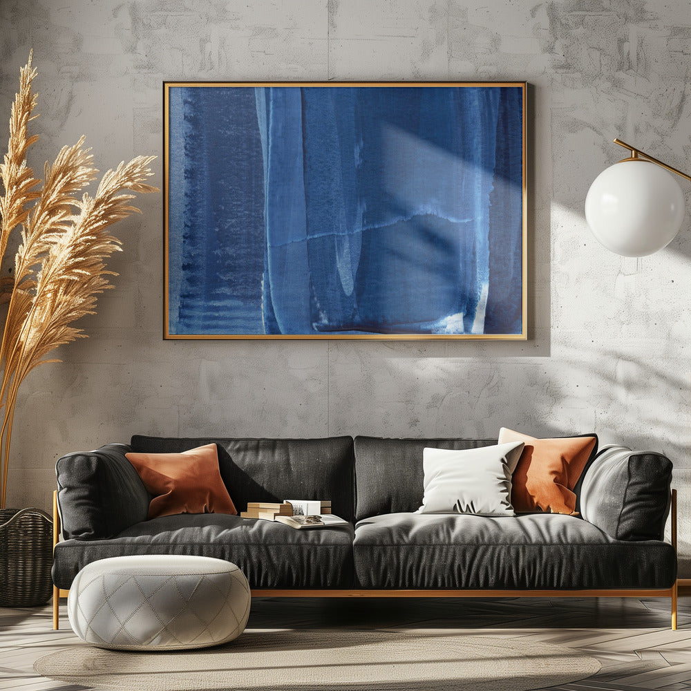 Blue Texture Flowing Vertical Lines | Poster