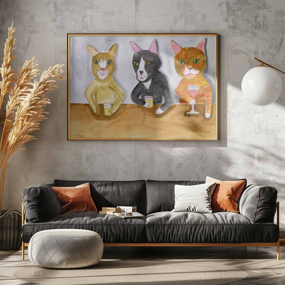 Three Cats at the Bar | Canvas