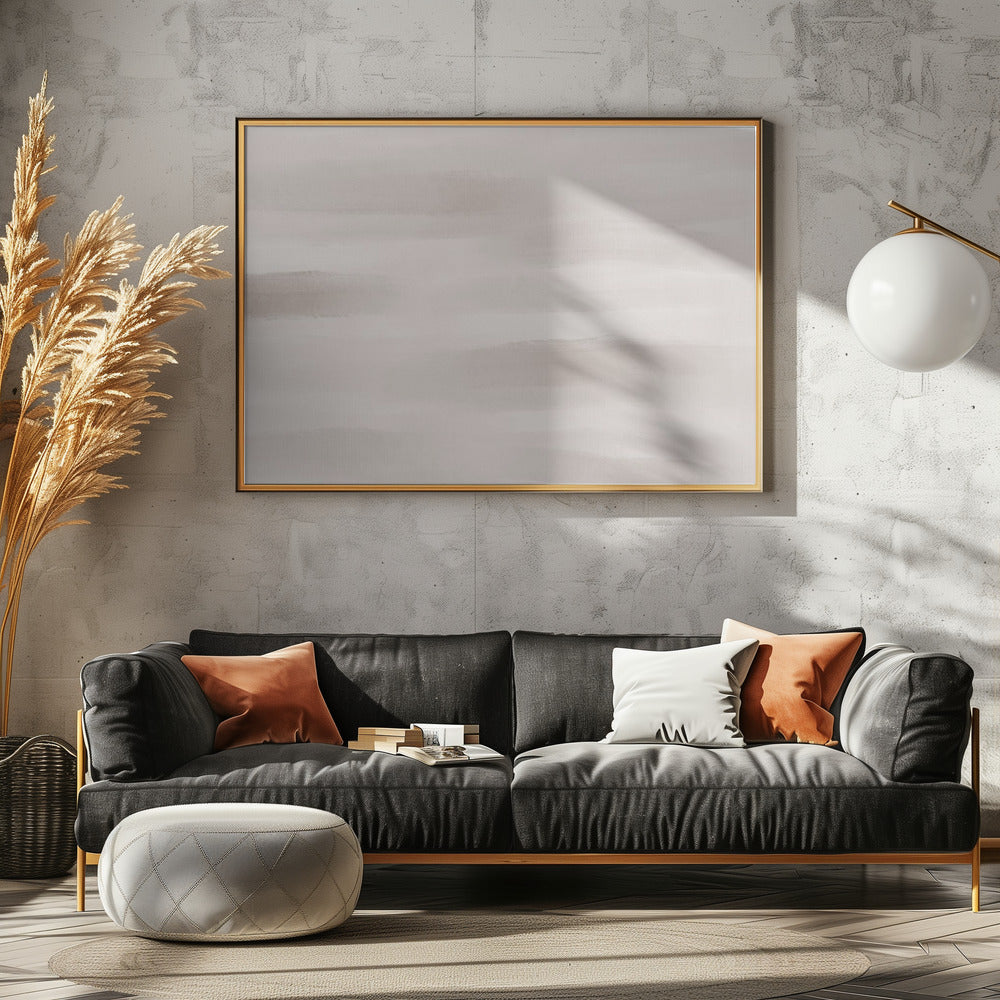 Soft Beige And Gray Horizontal Brushstrokes | Poster