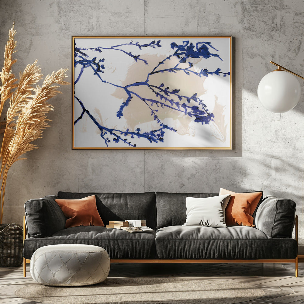 Navy Blue Blossoms On Tree Branches | Canvas