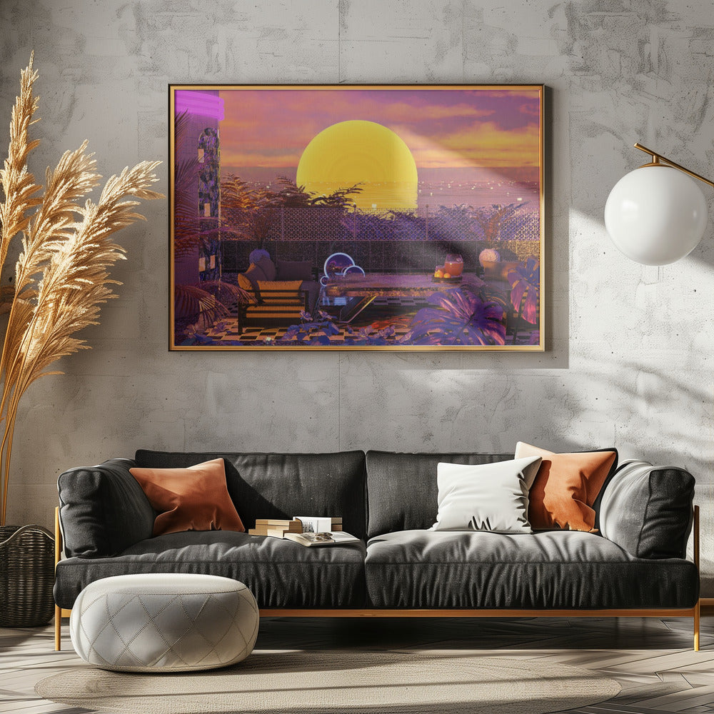 Retro Futurism Vaporwave Sunset | Poster