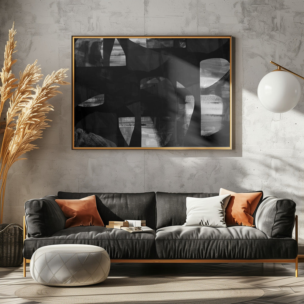 Abstract Black Night Shapes 1 | Canvas