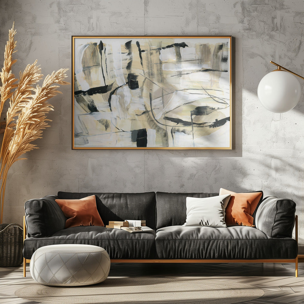 Black and White Textured Shapes 4 | Canvas