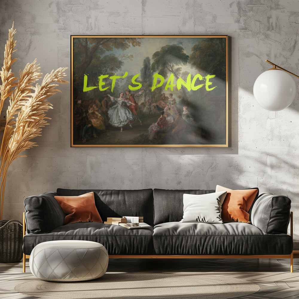 LET&#039;S DANCE NEON YELLOW VINTAGE MAXIMALIST ART | Poster