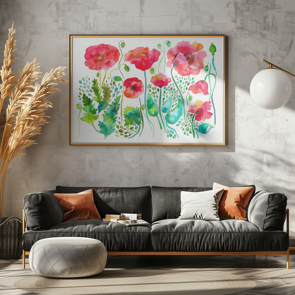 Red Spring Poppies Meadow | Canvas