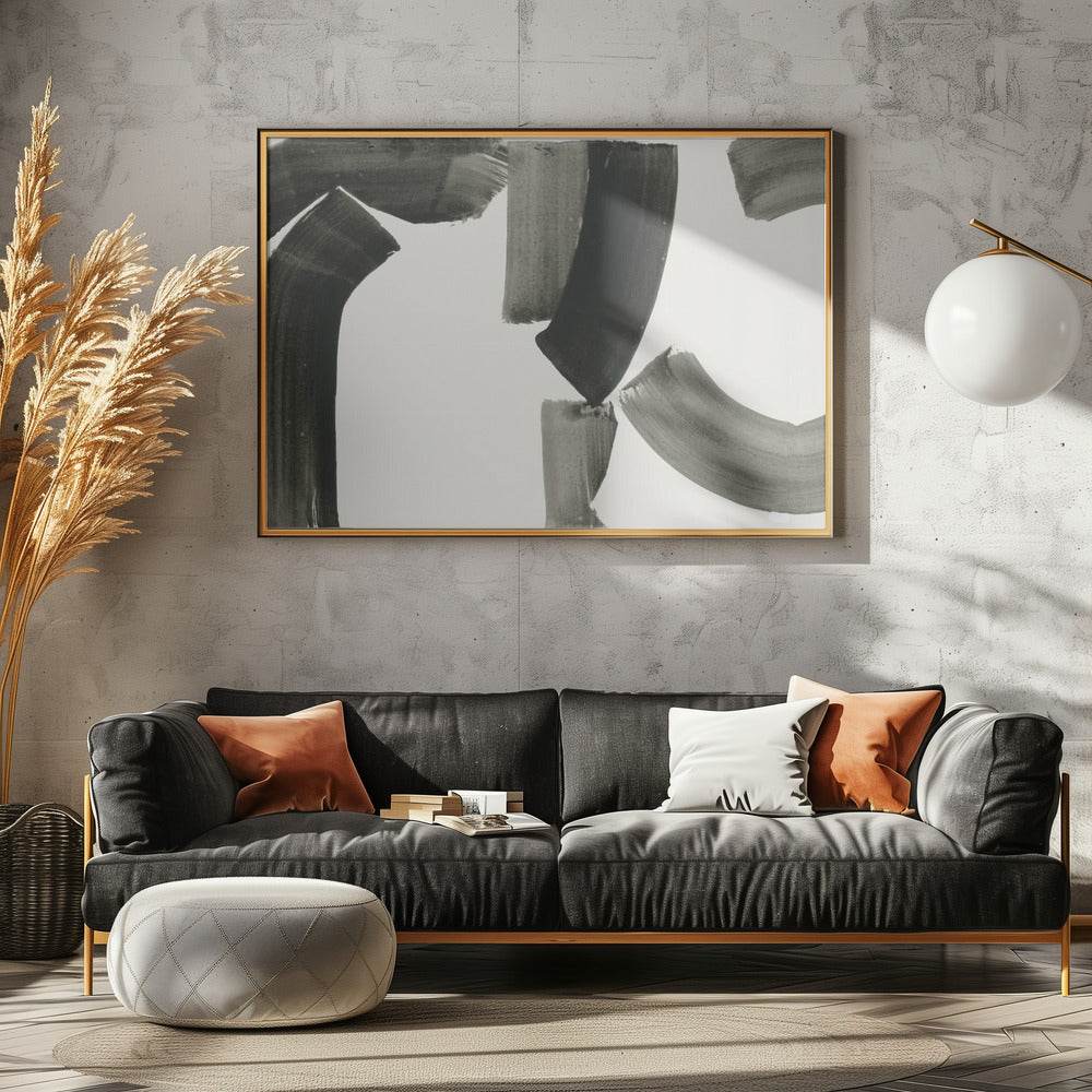 Monochrome Abstract Black Shapes 1 | Poster