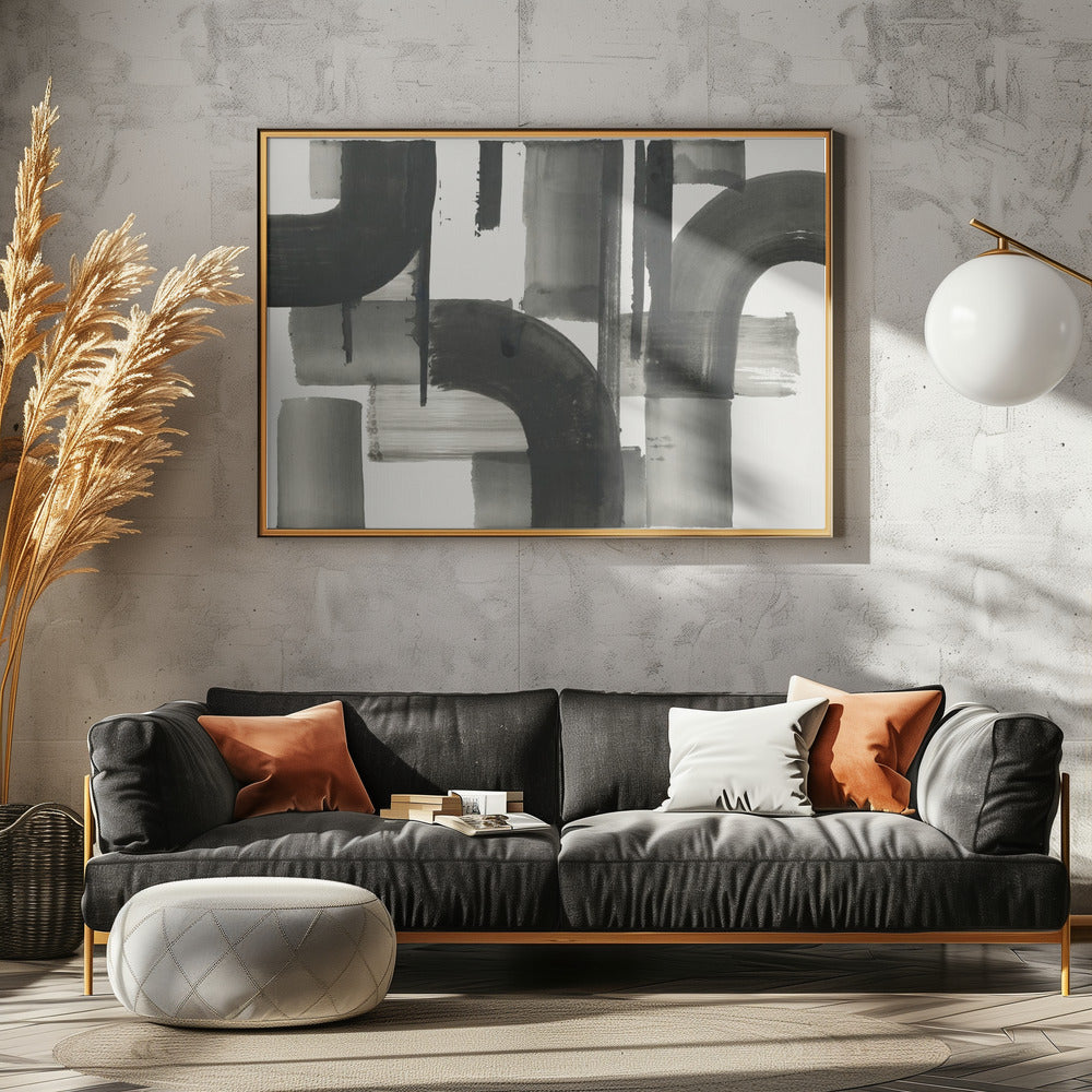 Monochrome Abstract Black Shapes 2 | Poster