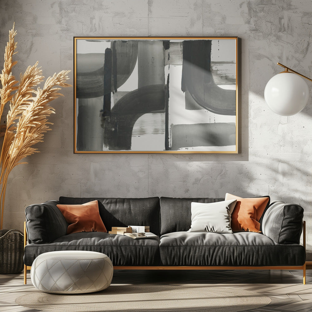 Monochrome Abstract Black Shapes 3 | Poster