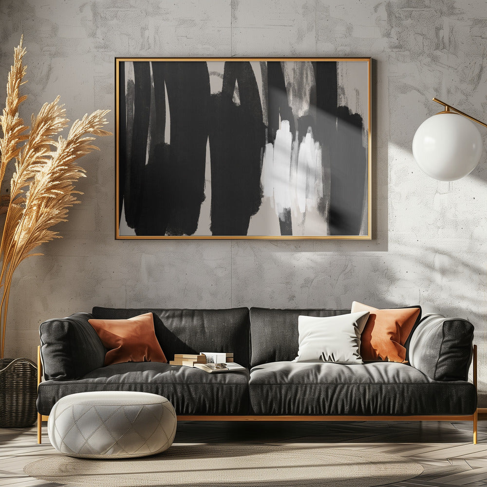 Expressive Black and White Brushstrokes | Poster
