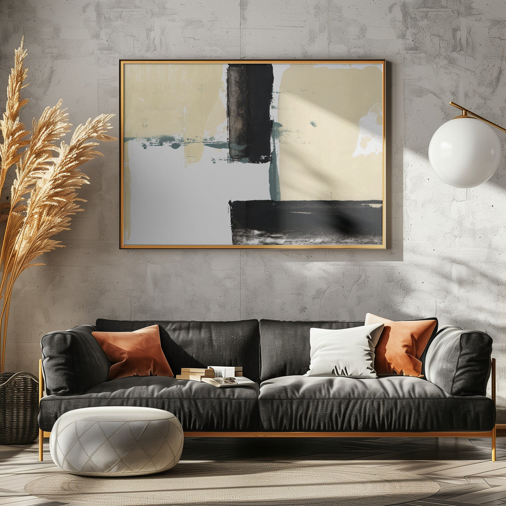 Neutral &amp; Black Art Print No 1 | Canvas