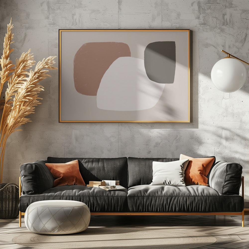 Geometric Shapes in Brown White and Black | Canvas