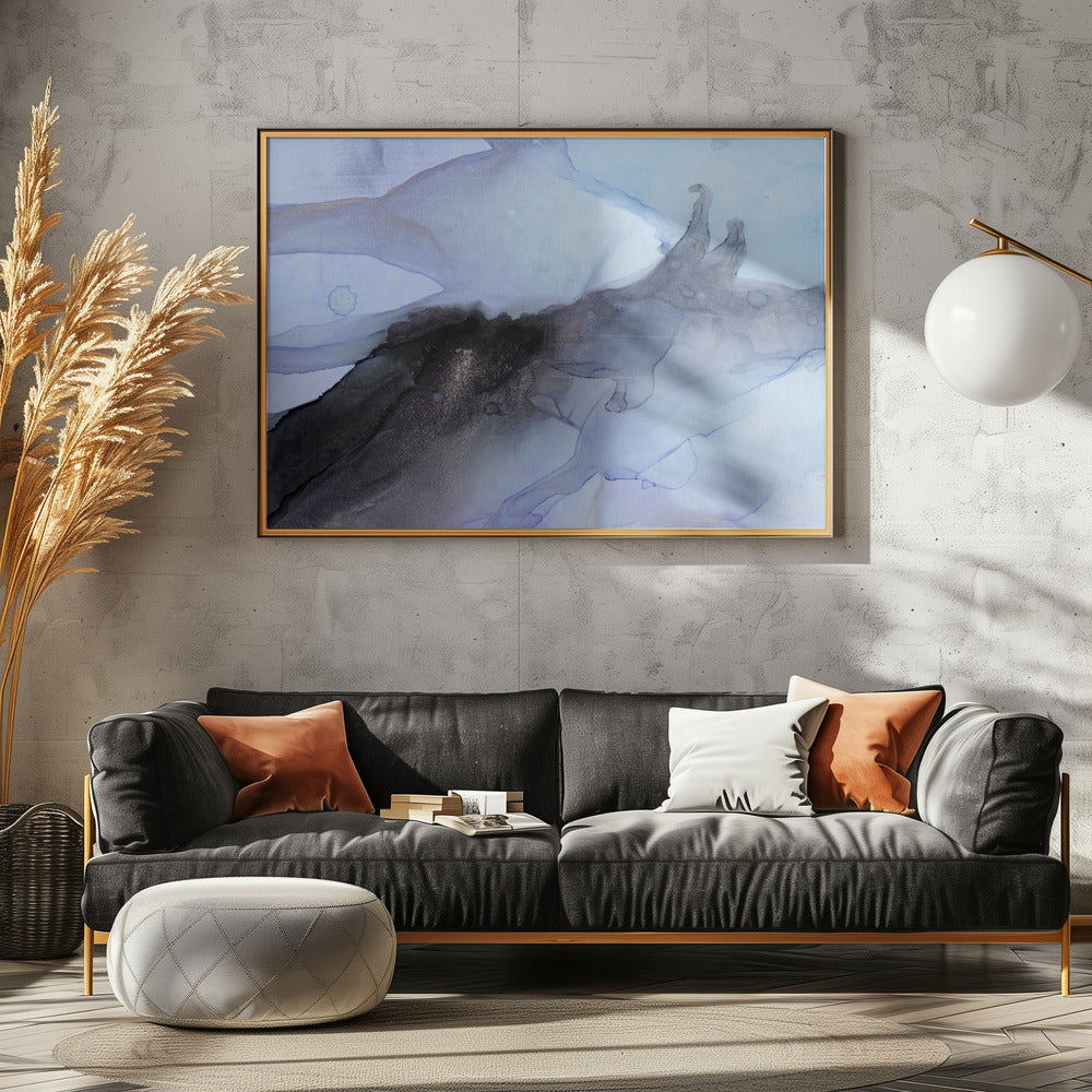 Fluid Blue and Black Ink Textures | Canvas