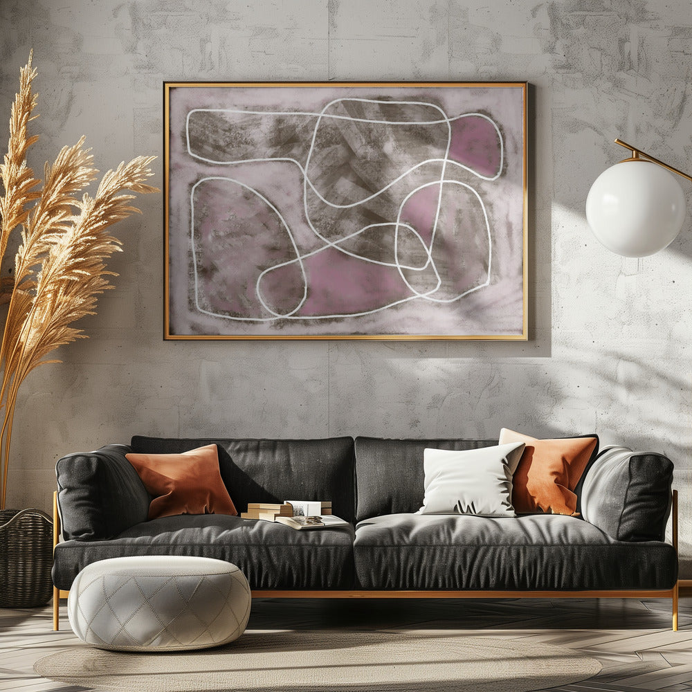 Pastel pink line drawing | Canvas
