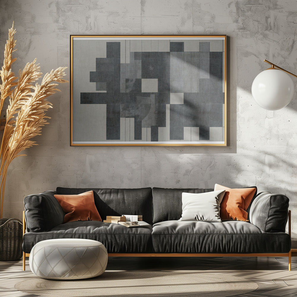 Mid Century Modern Composition in Grayscale | Canvas