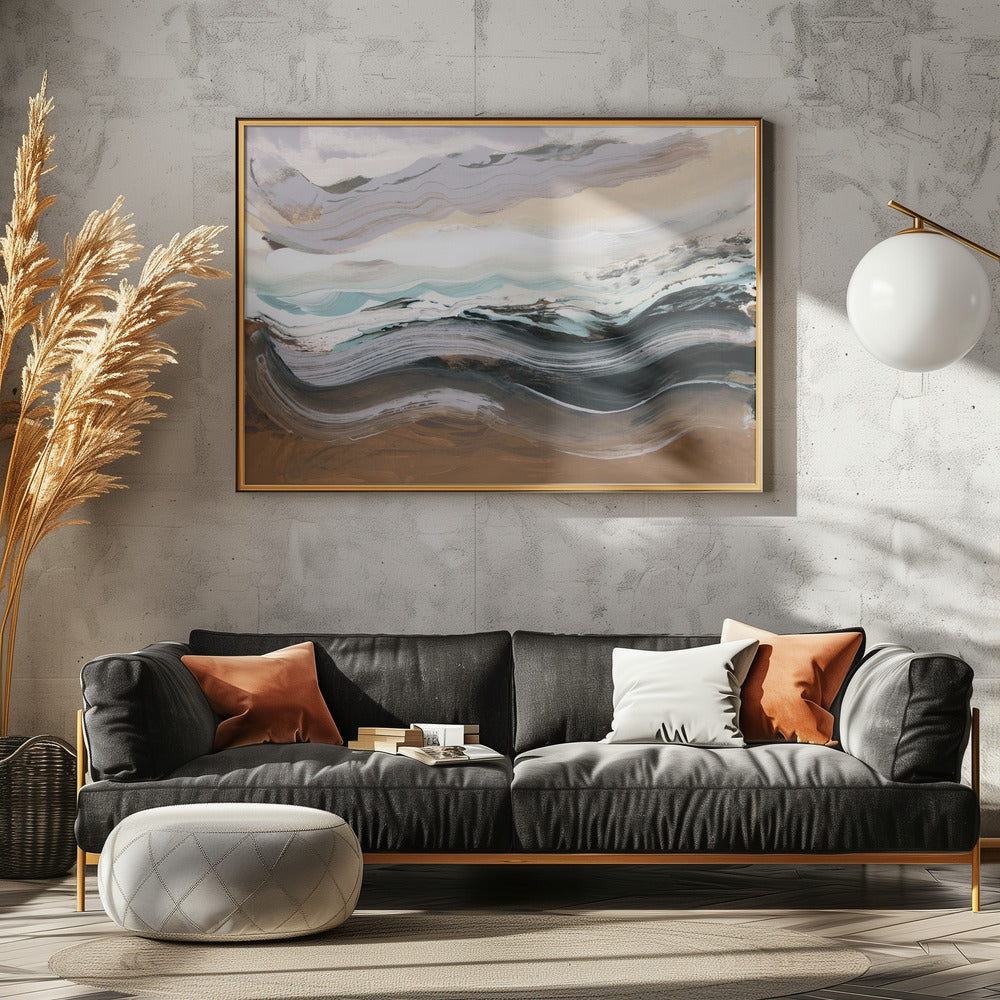 Abstract Landscape Waves Mocha | Poster