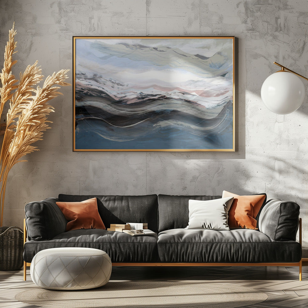 Abstract Landscape Waves Blue | Poster
