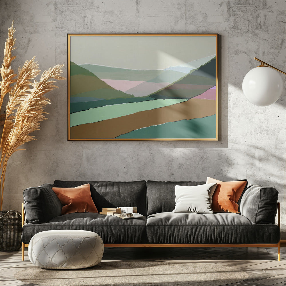 Layered Mountains And Valleys In Muted Earthy Tones | Poster
