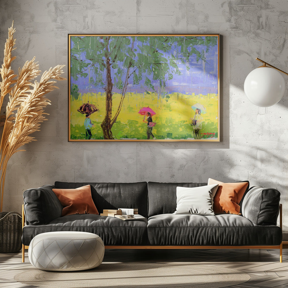 Rape Flower Landscape On A Rainy Day | Canvas