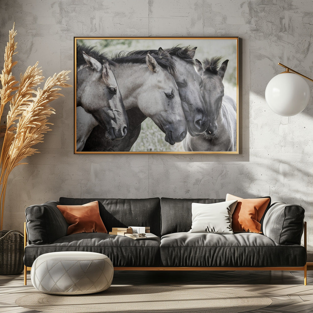 Four Konik Horses | Poster