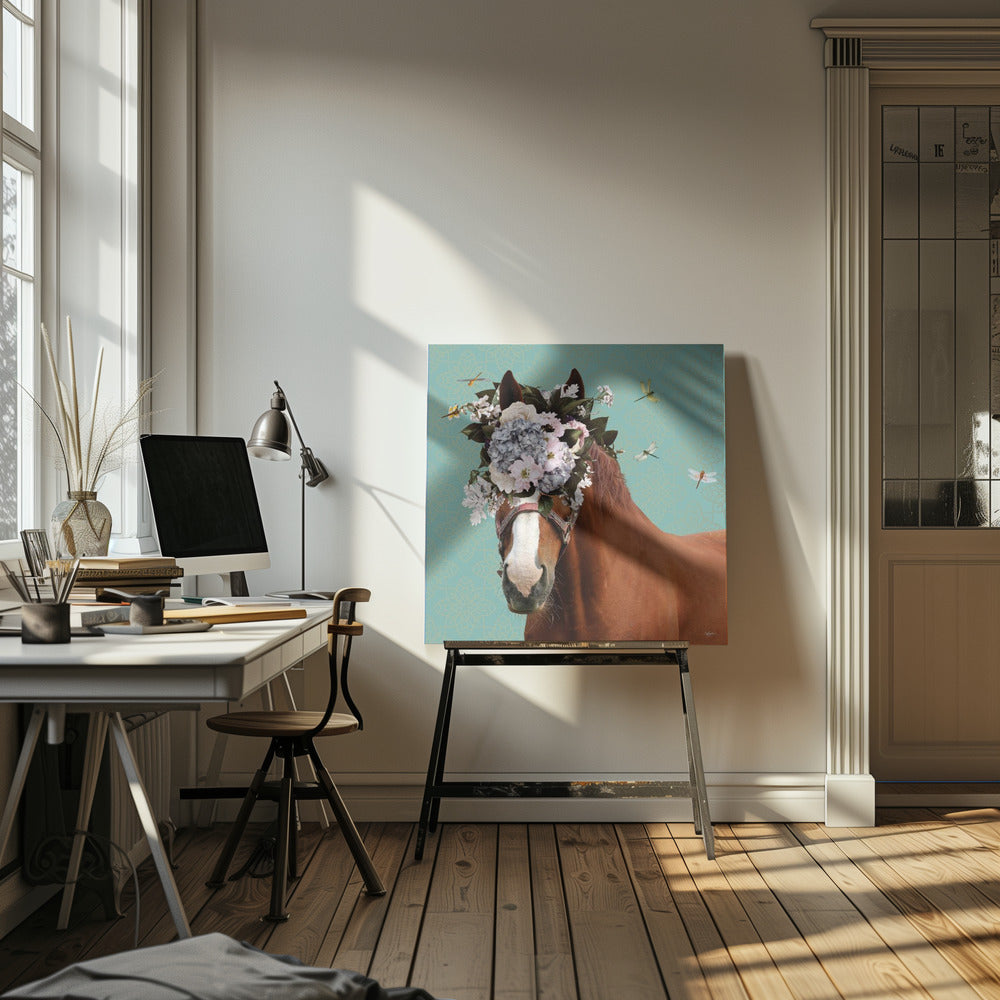 Spring Flower Bonnet On Horse | Canvas