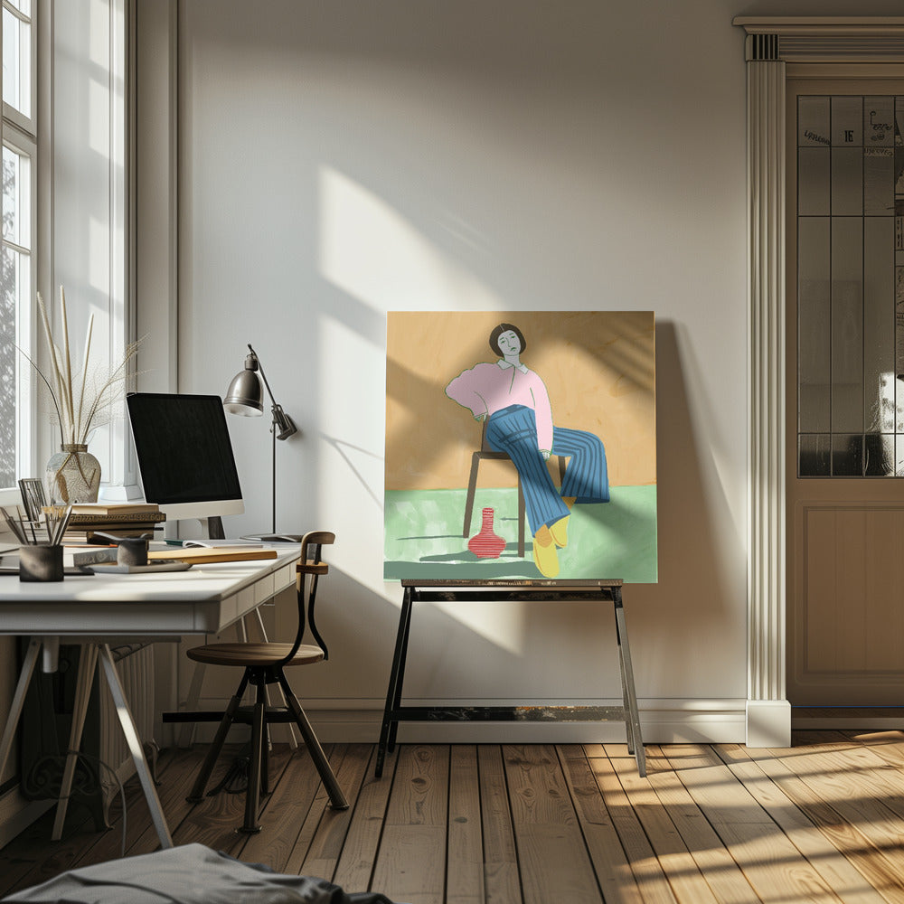 Lady Sitting with her vase | Canvas