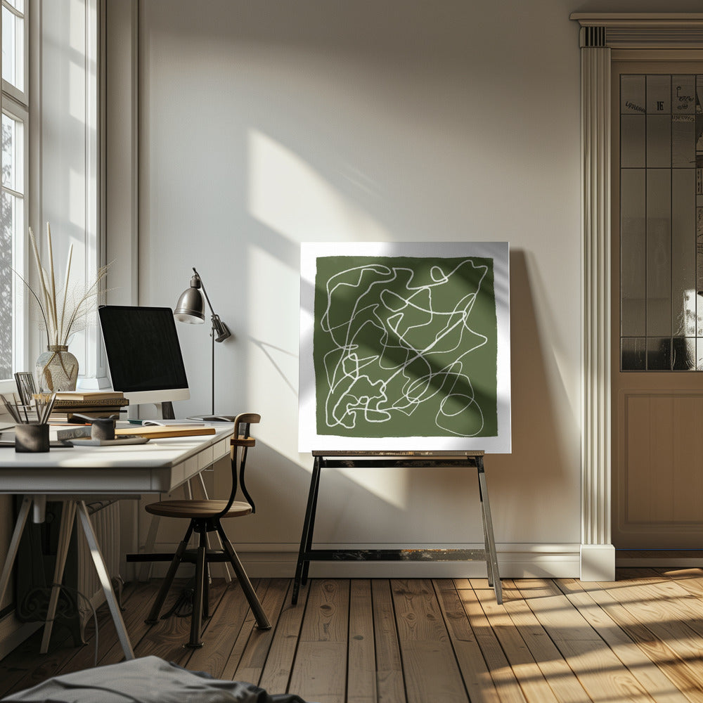 Green Scribble Lines | Canvas