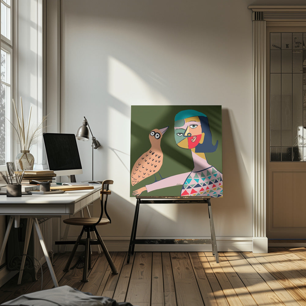 Lady with bird | Canvas