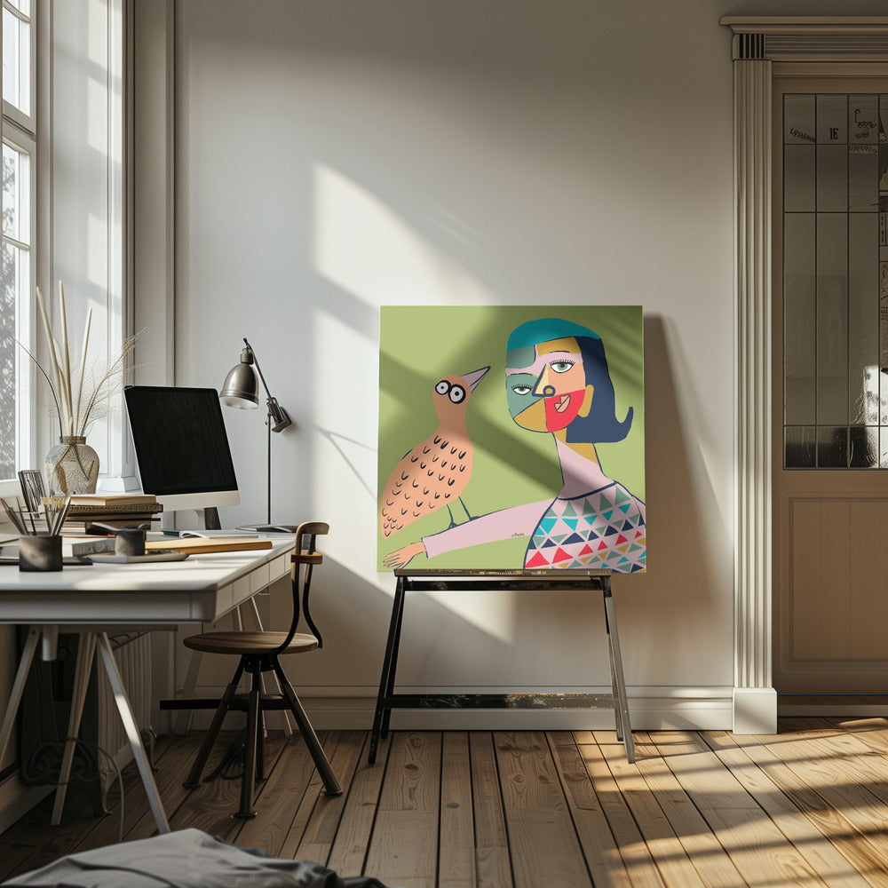 Lady with bird | Canvas