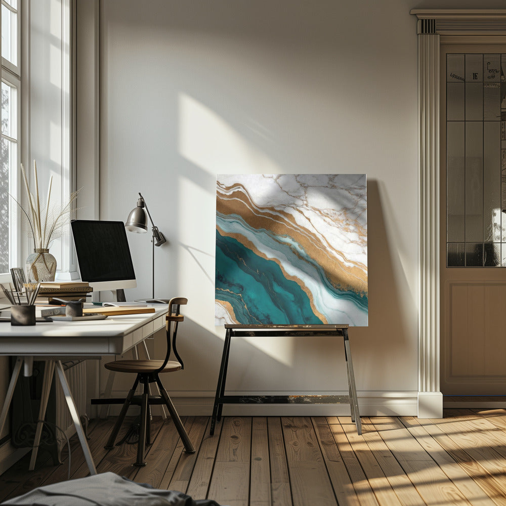 Golden Vein Waves | Canvas