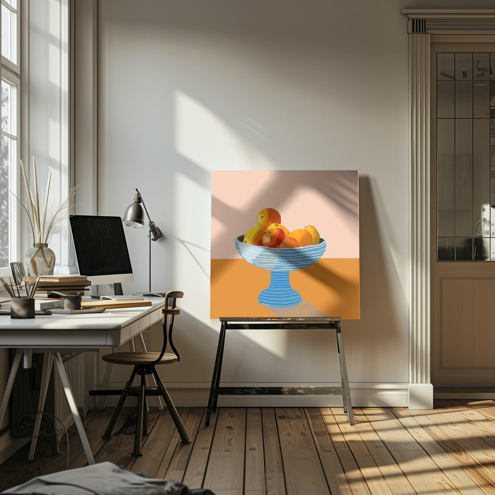 Blue fruit bowl bright | Canvas