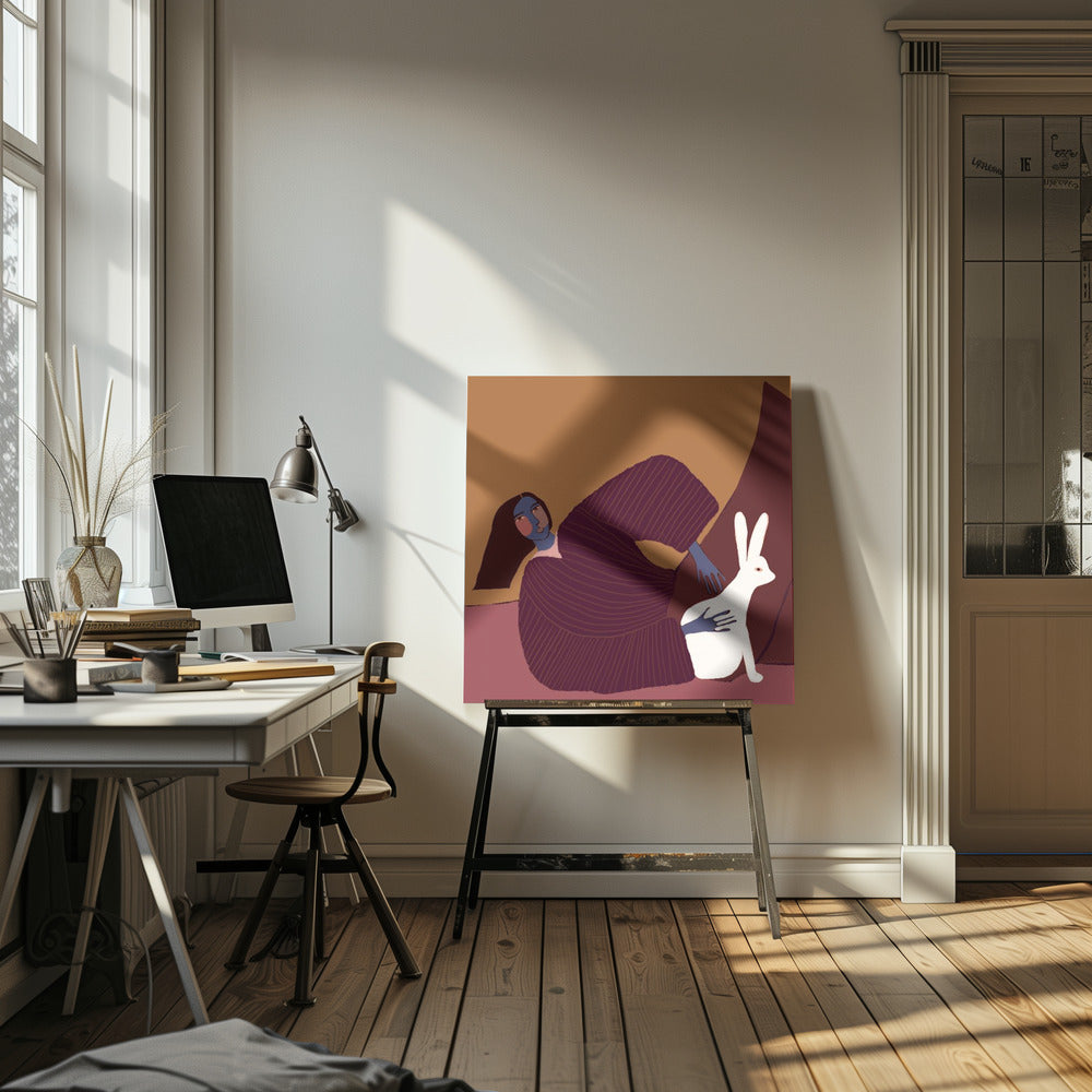 Lady and rabbit | Canvas
