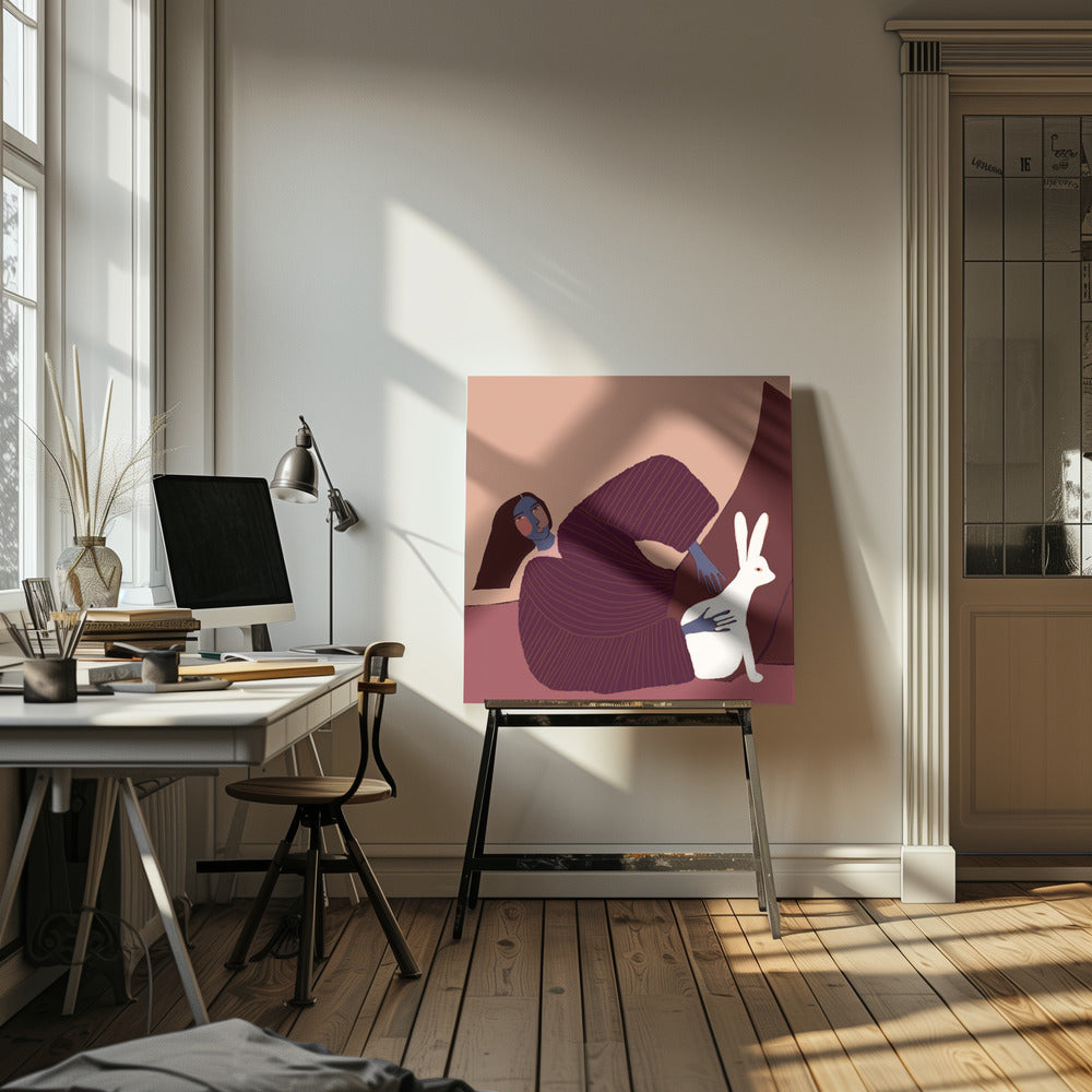 Lady and rabbit | Canvas