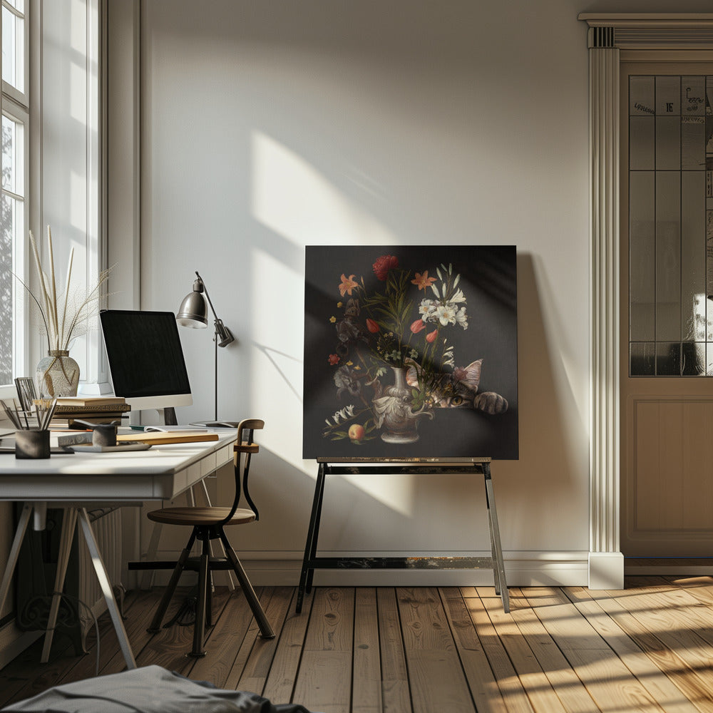 Vintage Vase With Vibrant Flowers | Canvas