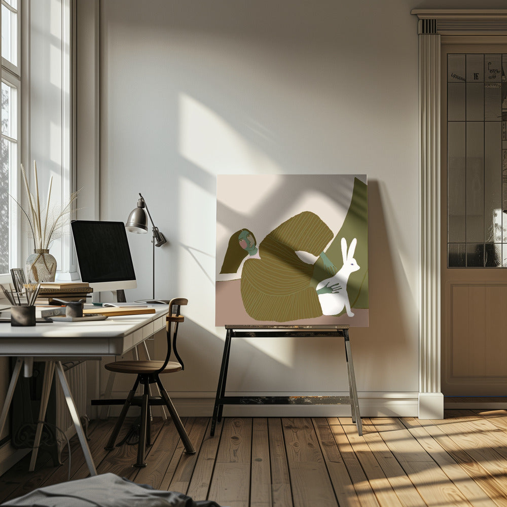 lady with rabbit | Canvas