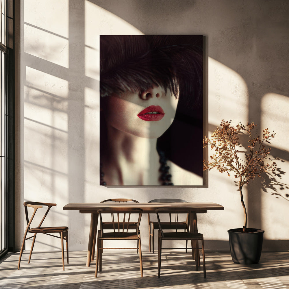 Lips and feather | Canvas