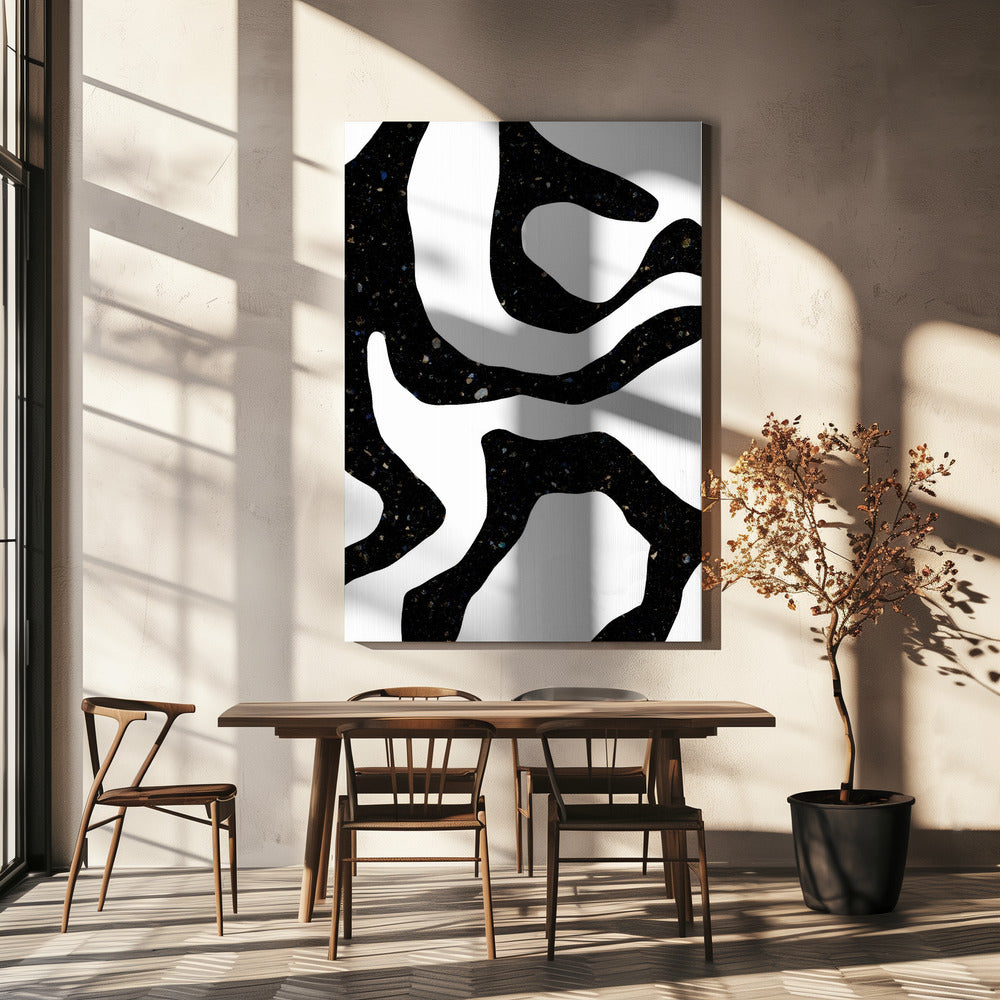 Organic Black Forms with Speckled Patterns | Canvas