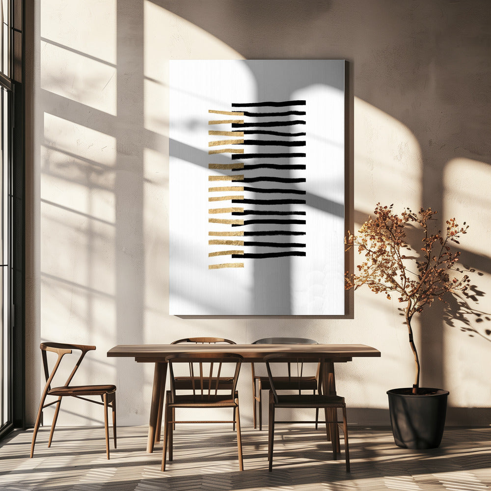 Gold on Black Lines | Canvas