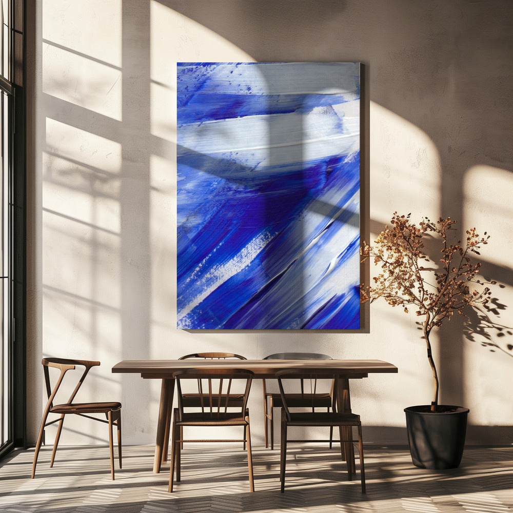 White and Blue Brushstrokes | Canvas