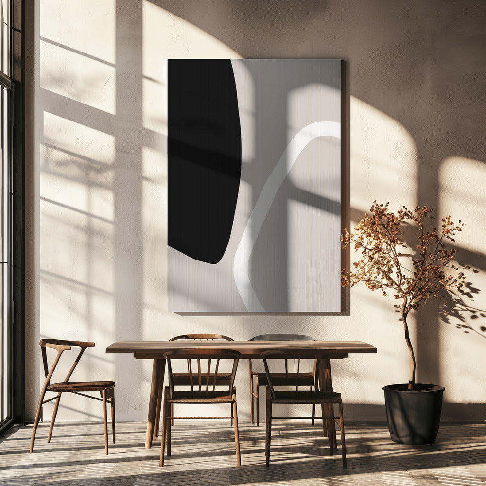 Bold Black Shapes and a White Line | Canvas