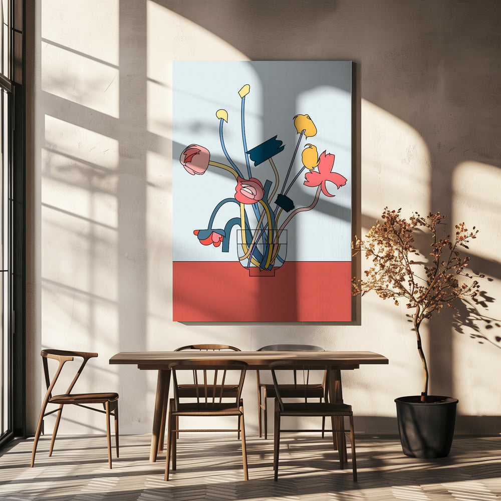 Flowers in a glass vase | Canvas