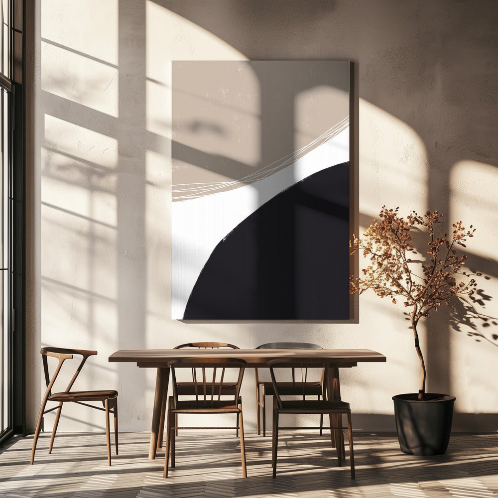 Beige And Black Organic Shapes | Canvas