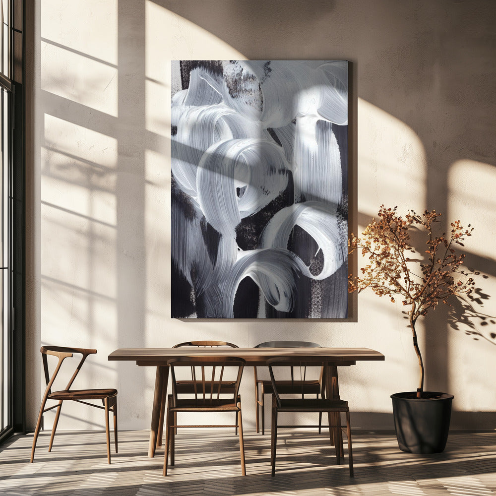 Swirling White Brushstrokes | Canvas